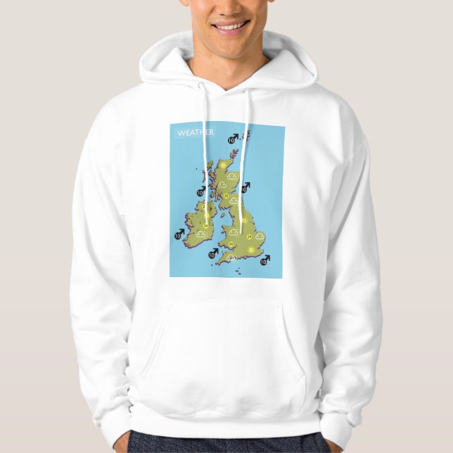 Sudadera Mapa meteorológico retro de TV de las Islas Britán (Anverso)