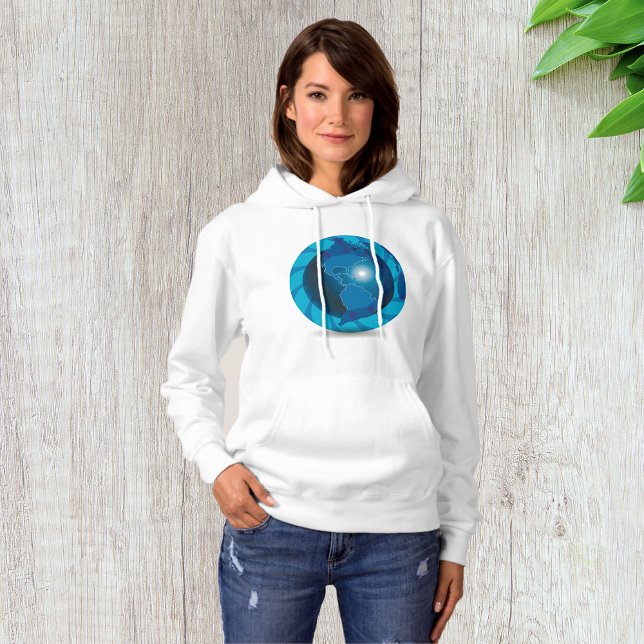 Sudadera Mapa Mundial Globo Terráqueo Azul Moderno (Subido por el creador)