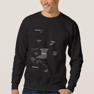 Sudadera Mapa político de línea blanca dibujado a mano en T