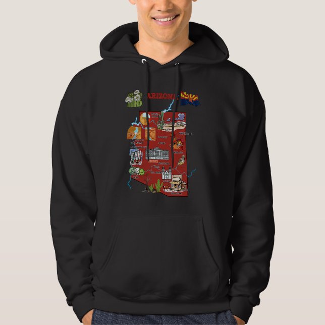 Sudadera mapa turístico del estado de Arizona EE. UU. ciuda (Anverso)