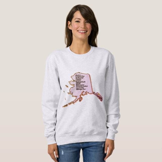 Sudadera Mapa y hechos de Alaskan (Anverso completo)