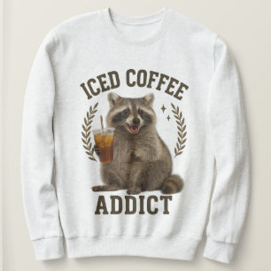 Sudadera Mapache adicto al café con hielo bebedor de cafeín