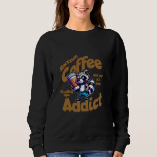 Sudadera Mapache adicto al café divertido robando sorbos un