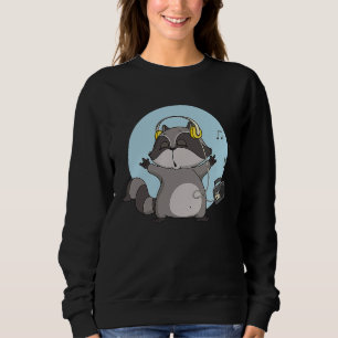 Sudadera Mapache Adorable Amante de la Música Oyendo