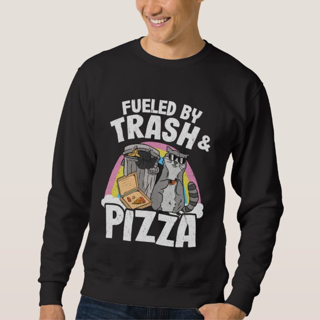 Sudadera Mapache alimentado por basura y pizza 2 (Anverso)