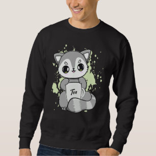 Sudadera Mapache bebe leche de té con burbujas con perlas d