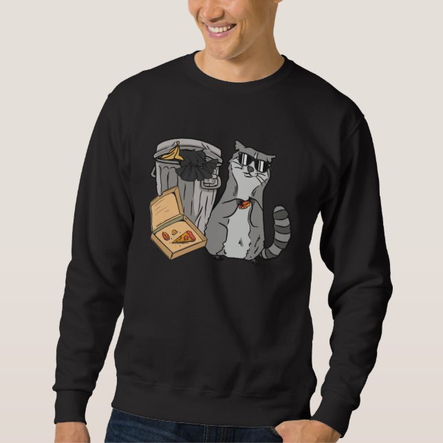 Sudadera Mapache comiendo basura de pizza Panda divertido b (Anverso)