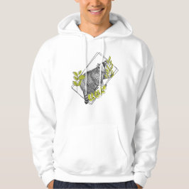 Sudadera Mapache curioso y follaje verde lima - Grabado