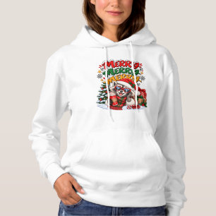 Sudadera Mapache Festivo Árbol de Navidad Cocoa Caliente Al