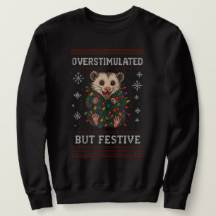 Sudadera Mapache Festivo pero Sobrestimulado Meme de Navida