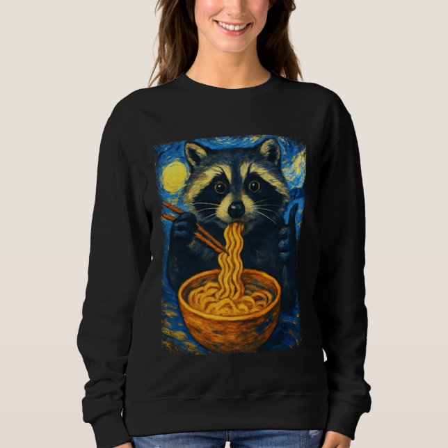Sudadera Mapache Kawaii Comiendo Ramen Fideos Japoneses Div (Anverso)