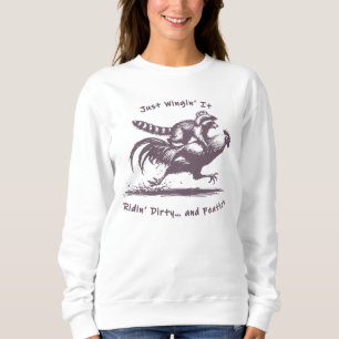 Sudadera Mapache montando gallo – Vaquero de rodeo de corra