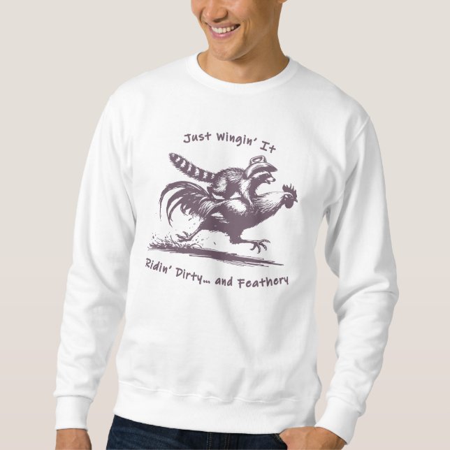 Sudadera Mapache montando gallo – Vaquero de rodeo de corra (Anverso)