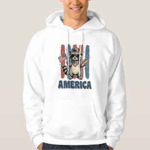 Sudadera Mapache Patriótico América Diseño de Camiseta Vint