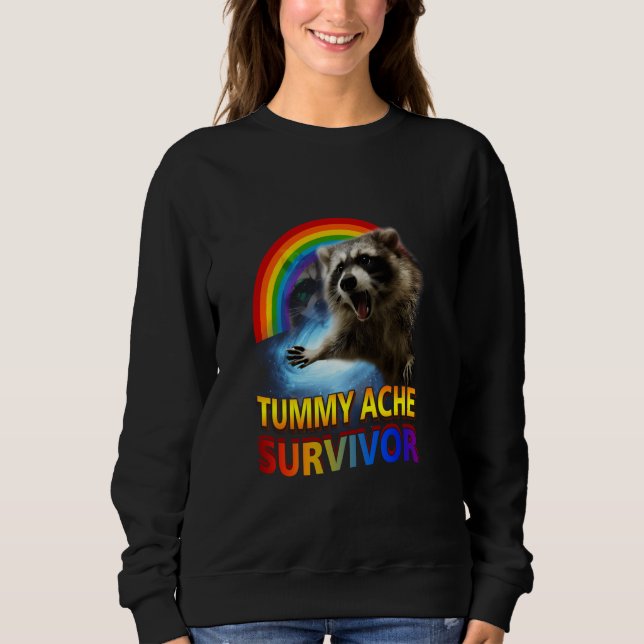 Sudadera Mapache Superviviente de Dolor de Barriga Mapache  (Anverso)