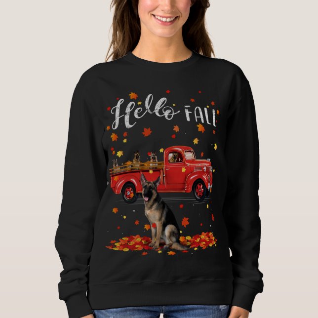 Sudadera Maple German Shepherd Dog Leaf Fall Otoño Red Tru (Anverso)