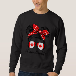 Sudadera Maple Leaf Messy Bun Gafas de sol Hija canadiense