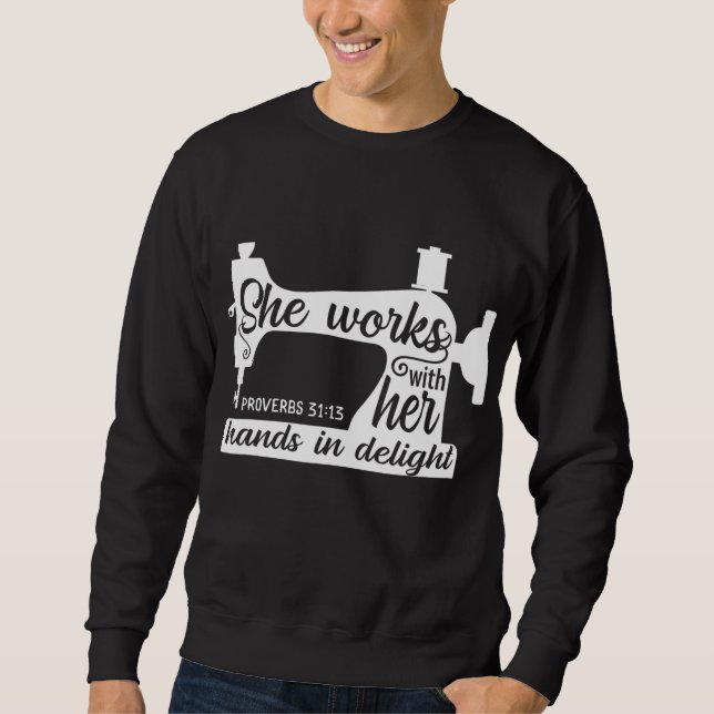 Sudadera Máquina de coser aplacando la fe de los crocheting (Anverso)