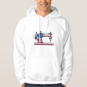 Sudadera Máquina de coser patriótica grabado vintage Vector