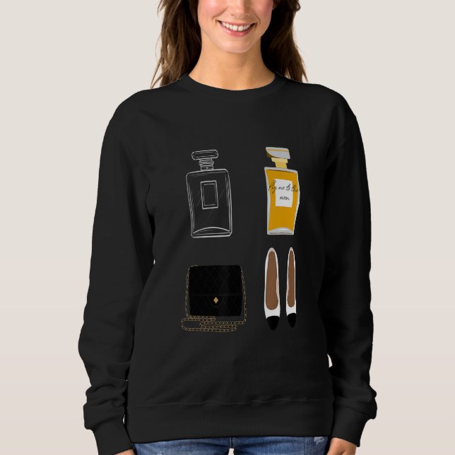 Sudadera Marca de lujo Negro Quillado Classic Flap Bag Perf (Anverso)