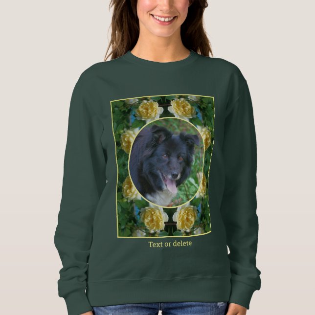 Sudadera Marco amarillo de flor de rosa crea tu propia foto (Anverso)