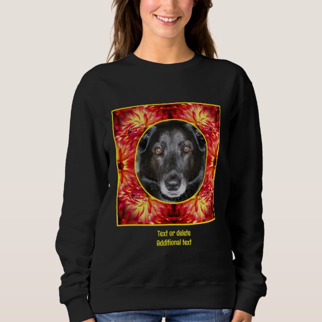 Sudadera Marco de flores Red Dahlia Crea tu propia foto (Anverso)