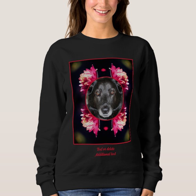 Sudadera Marco de flores rojas crea tu propia foto Mascota (Anverso)