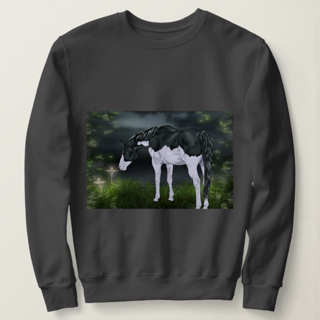 Sudadera Marco negro y blanco sobre un caballo de pintura (Anverso del diseño)