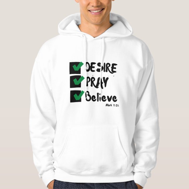 Sudadera Marcos 11:24 KJV Biblia Scripture masculina (Anverso)