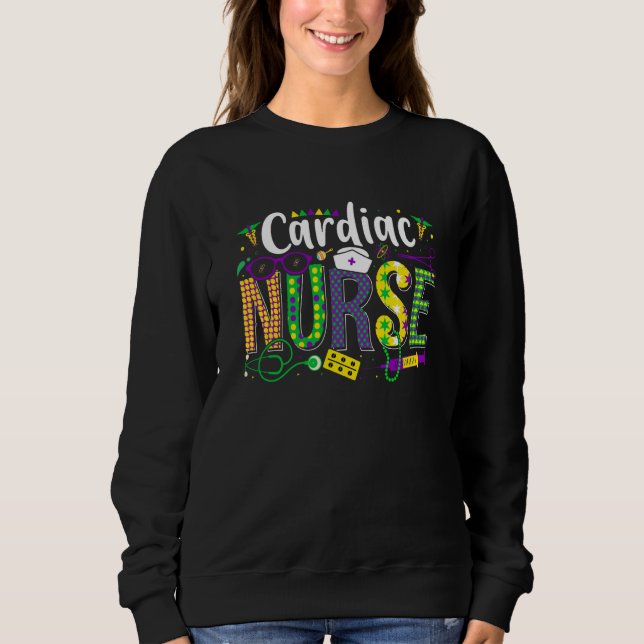 Sudadera Mardi Gras Cardiac Nurse celebrations parade party (Anverso)