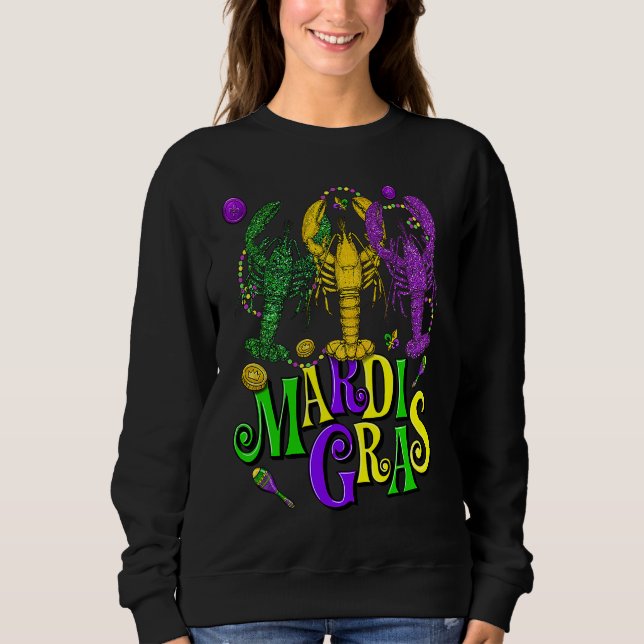 Sudadera Mardi Gras Crawfish Jester Beads  Mardi Gras Party (Anverso)