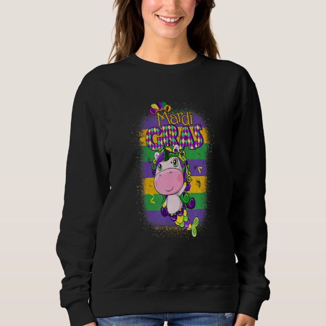 Sudadera Mardi Gras Cute Sirenita Carne de globos de unicor (Anverso)