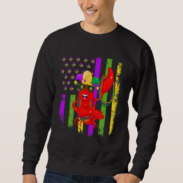 Sudadera Mardi Gras Dabbing Crawfish US American Flag Celeb (Anverso)