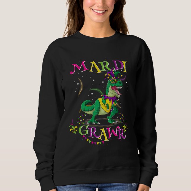 Sudadera Mardi Gras Dabbing Rex Dinosaur Mardi Grawr Bead C (Anverso)