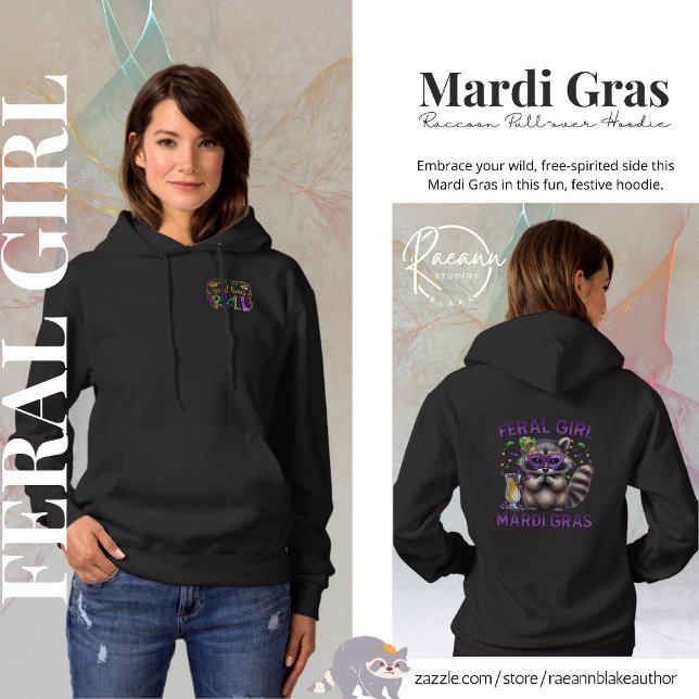 Sudadera Mardi Gras Feral Chica Raccoon Pullover Hoodie (Subido por el creador)