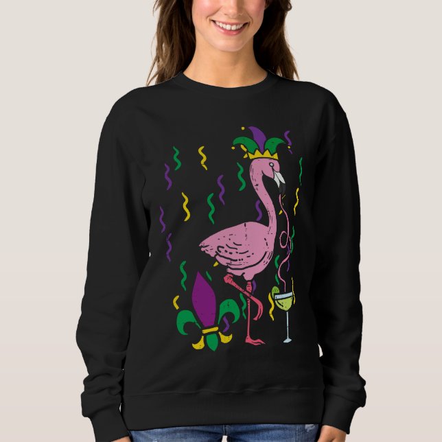 Sudadera Mardi Gras Jester Flamingo  Carnival Bird Men Wome (Anverso)