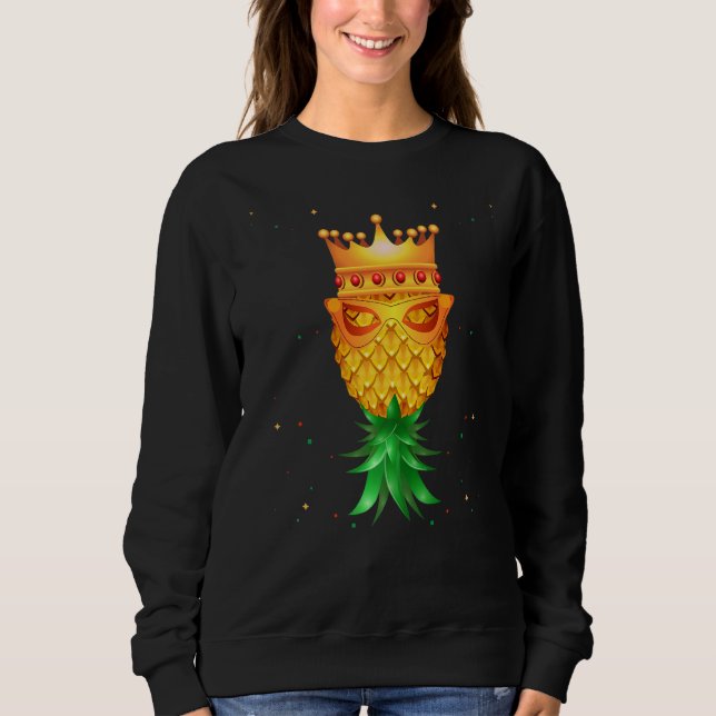 Sudadera Mardi Gras King Mask Swinger Upside Down Pineapple (Anverso)