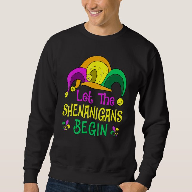 Sudadera Mardi Gras Let The Shenanigan Begin Jester Hat Kid (Anverso)