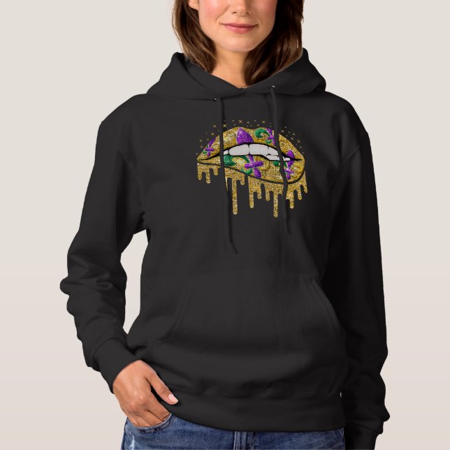 Sudadera Mardi Gras Levanta Caperucita Mujer Disfrazada De  (Anverso)