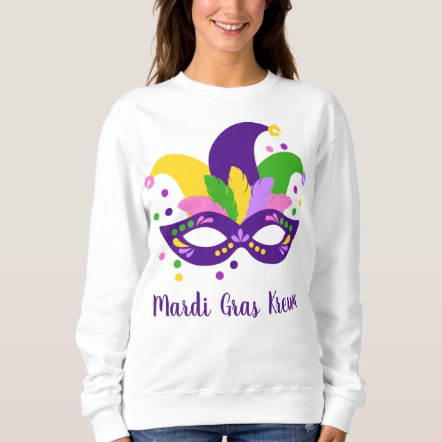 Sudadera Mardi Gras Mask Beads Carnaval Equipo personalizad (Anverso)