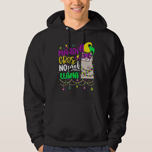 Sudadera Mardi Gras No Prob Llama Alpaca Funny Carnival Cos (Anverso)