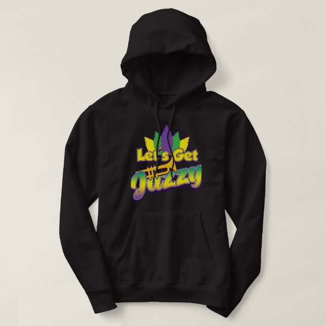 Sudadera Mardi Gras Obtén jazz Funny Nola disfraces de cuen (Diseño del anverso)
