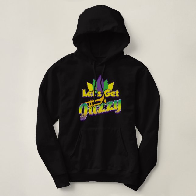 Sudadera Mardi Gras Obtén jazz Funny Nola disfraces de cuen (Diseño del anverso)