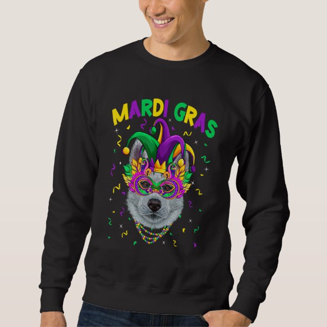 Sudadera Mardi Gras Party Cute Siberian Husky Dog Lover Jes (Anverso)