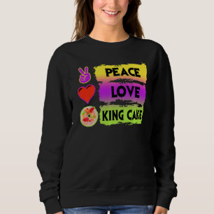 Sudadera Mardi Gras Peace Love King Cake Colorous Mardi Gra