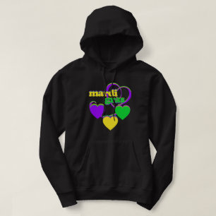 Sudadera Mardi Gras Purple Yellow Green Heart Cute Carnaval