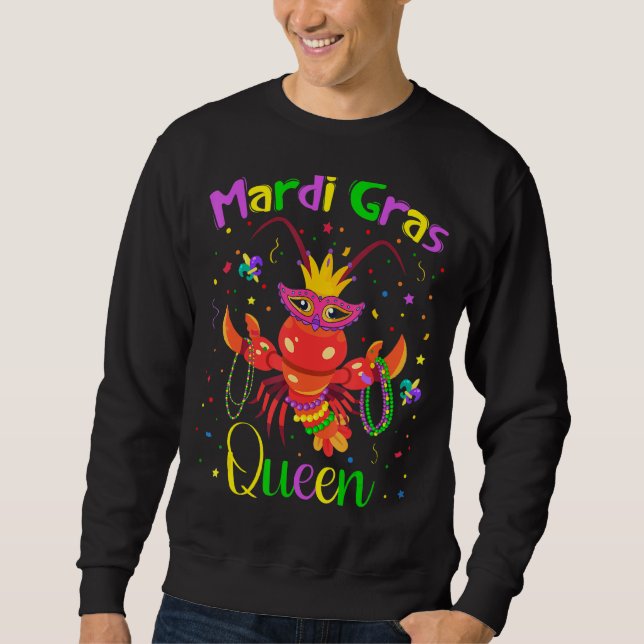 Sudadera Mardi Gras Queen Crawfish Lobster Mask Bebidas Fes (Anverso)