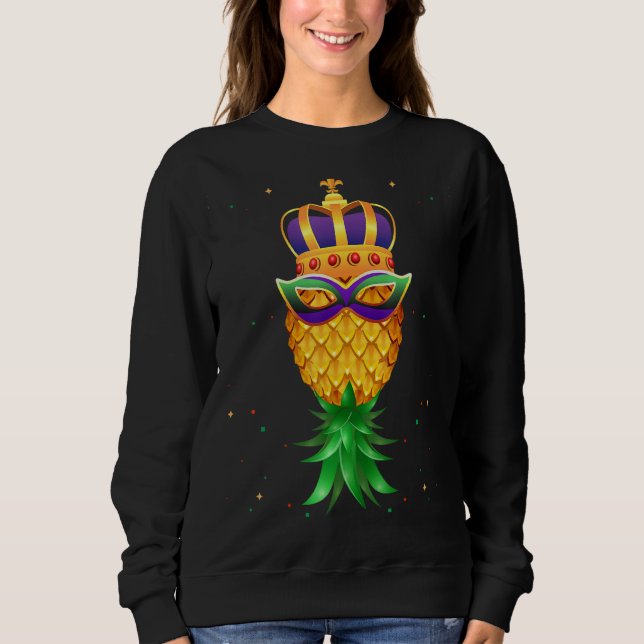 Sudadera Mardi Gras Queen Mask Swinger Upside Down Pineappl (Anverso)