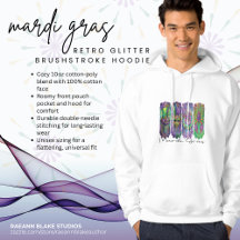 Mardi Gras Retro Purpurina Brushstrot Hoodie
