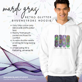 Sudadera Mardi Gras Retro Purpurina Brushstrot Hoodie